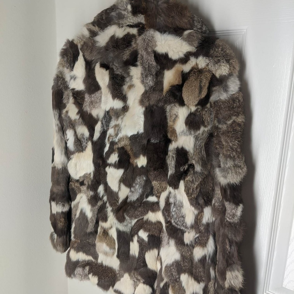 Vintage 70's Glam Rabbit Patchwork Fur Blazer coat - Picture 8 of 8